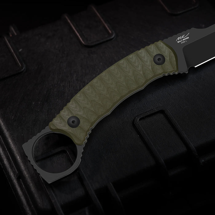 Kizer 1115A1 Billy Bones (AEB-L, Drop Point, Black PVD, Stonewashed, G10) Fixed Blade Knife
