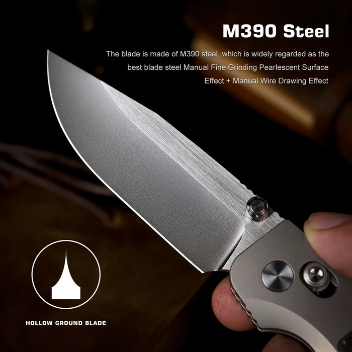 REMETTE AURA-Y RT-Aurora (M390, Drop Point, Pearlescent, Titanium/Carbon Fiber) Pocket Knife