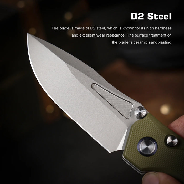 REMETTE RNGD2 RT-Rhino (D2, Drop Point, Sandblasted, G10, OD Green) Pocket Knife