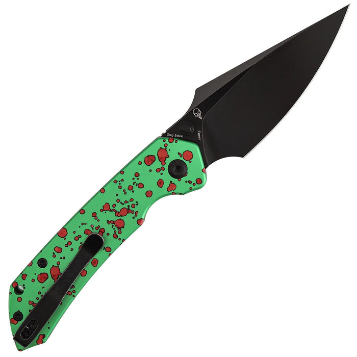 Tenable B1034H22 Fenrir (Nitro-V, Blackwash, Harpoon, Green Aluminum with Zombie Blood) Pocket Knife