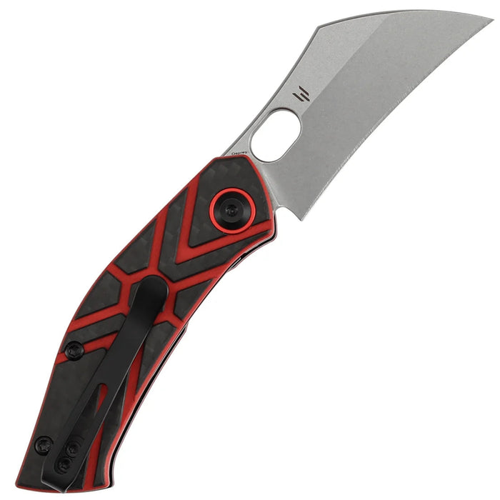 Tenable B2087A3 Osprey (Nitro-V, Recurved Hawkbill, Stonewashed, Twill Carbon Fiber & Red G10) Pocket Knife