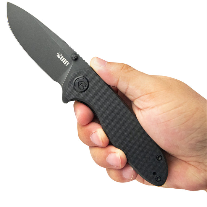 Kubey KU342E Belus (AUS-10, Drop Point, Blackwash, Black G10, Liner Lock) Folding Pocket Knife