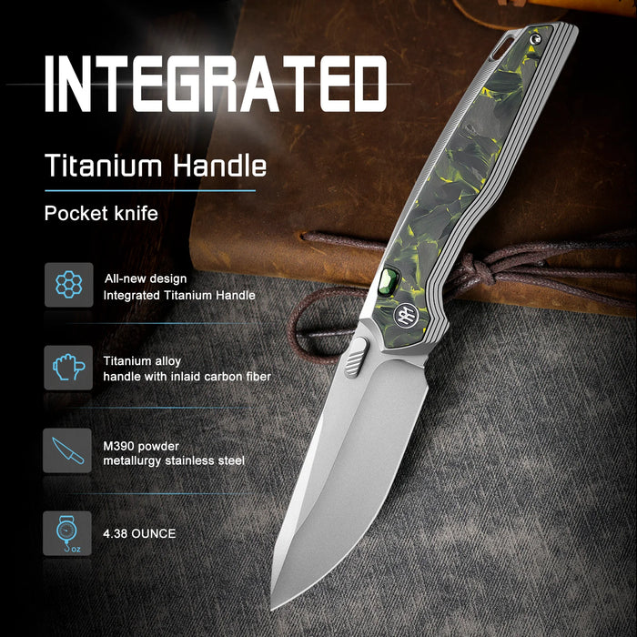 REMETTE ONEA4 RT-ONE (M390, Drop Point, Manual Fine Grinding Pearlescent Surface Effect, Titanium + Carbon Fiber) Folding Knife