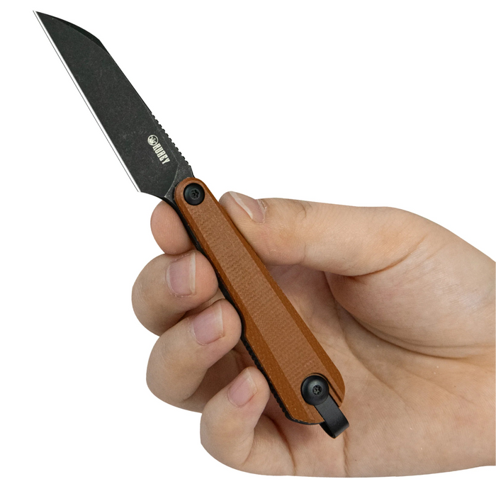 KUBEY KU450C YAG (14C28N, Sheepsfoot, Blackwash, Brown Micarta, Kydex Sheath) Fixed Blade Knife