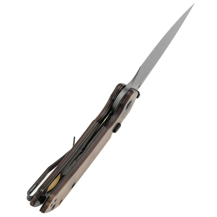 Tenable B1034H6 Fenrir (Damascus, Harpoon, Blackwash, Amber PEI) Folding Knife