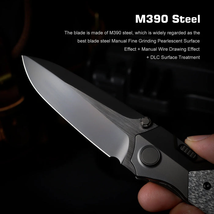 Remette RTPT-BD RT-Meteor (M390, Drop Point, DLC, Titanium) Pocket Knife