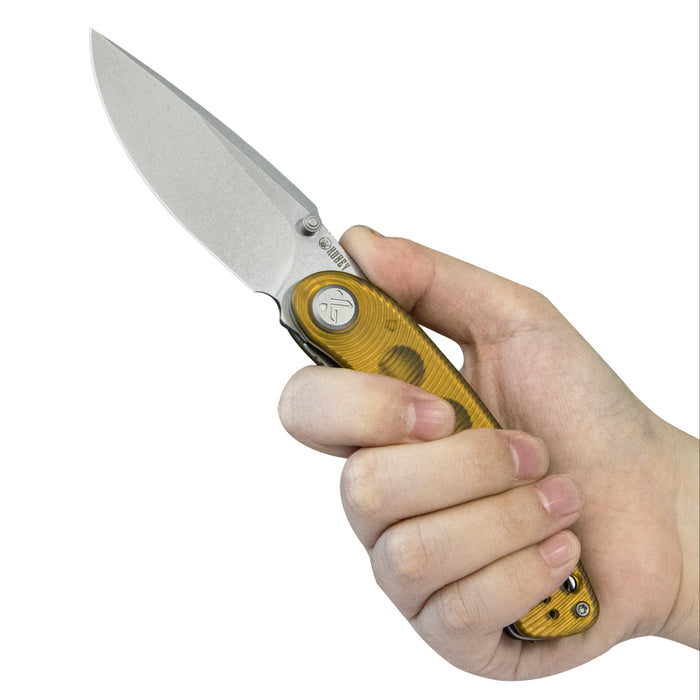 Kubey KU344Q Momentum (D2, Drop Point, Beadblast, Ultem, Liner Lock) Folding Pocket Knife