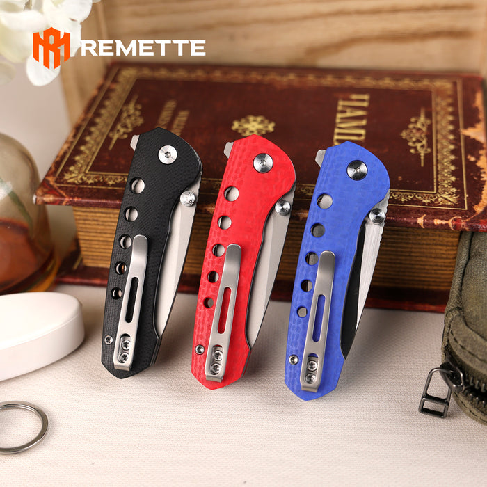 REMETTE RT-BEE-R (14C28N, Sheepsfoot, Sand Blasted, G10, Red) Pocket Knife