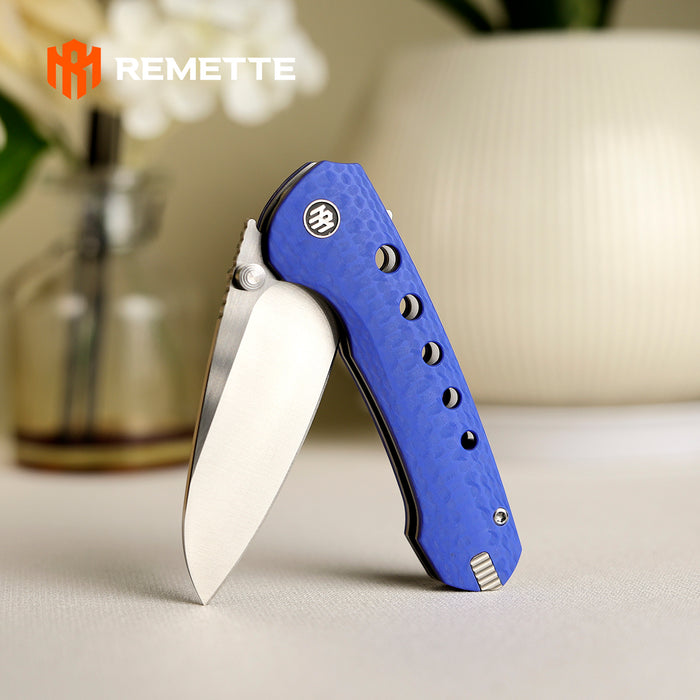 REMETTE RT-BEE-B (14C28N, Sheepsfoot, Satin, G10, Blue) Pocket Knife