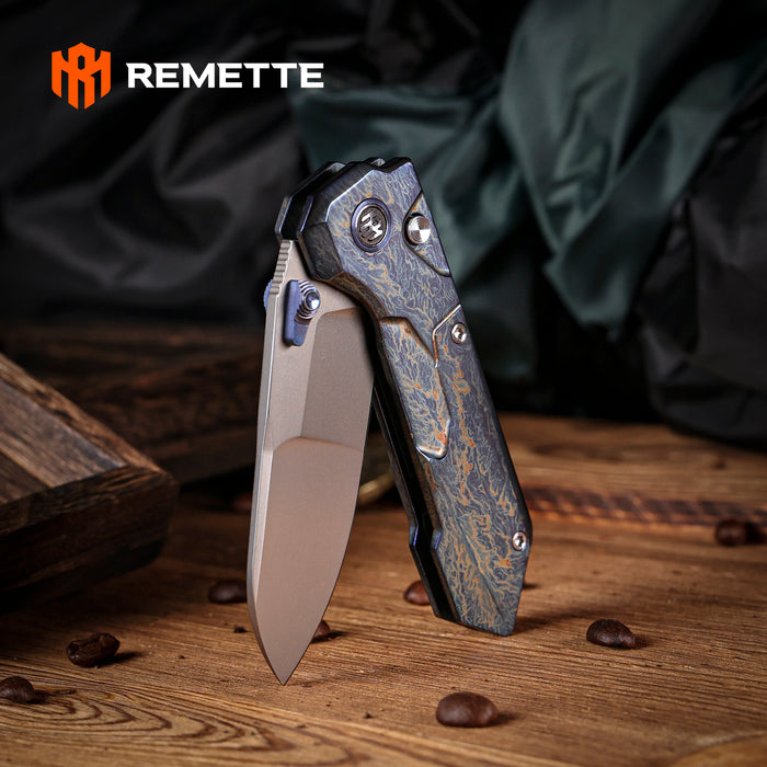 Remette RTCO-TC Cosmic (M390, Drop Point, Bead Blasted, Titanium, Button Liner Lock) Pocket Knife