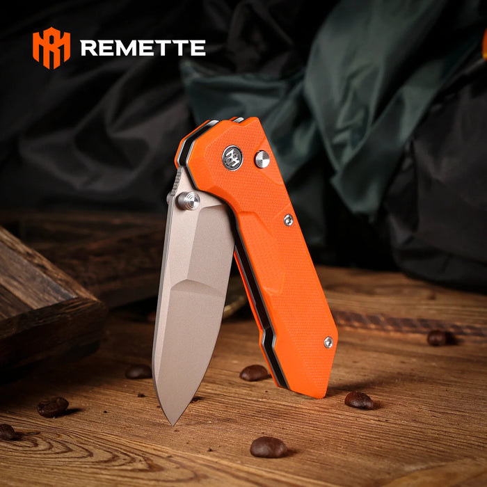 REMETTE RTCO-GO Cosmic (14C28N, Drop Point, Ceramic Sandblasting Effect, G10, Orange) Pocket Knife