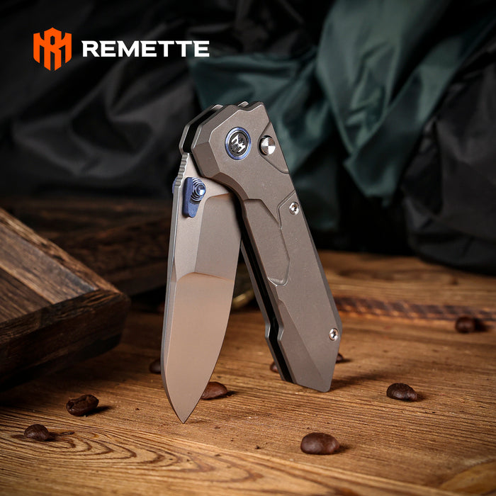 Remette RTCO-TG Cosmic (M390, Drop Point, Bead Blasted, Titanium, Button Liner Lock) Pocket Knife