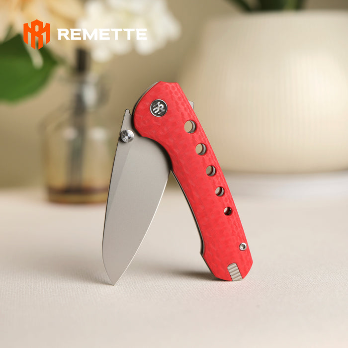 REMETTE RT-BEE-R (14C28N, Sheepsfoot, Sand Blasted, G10, Red) Pocket Knife