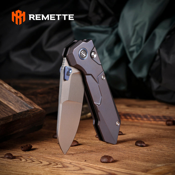 Remette RTCO-TB Cosmic (M390, Drop Point, Bead Blasted, Titanium, Button Liner Lock) Pocket Knife