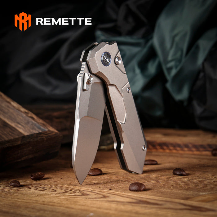 Remette RTCO-TT Cosmic (M390, Drop Point, Bead Blasted, Titanium, Button Liner Lock) Pocket Knife