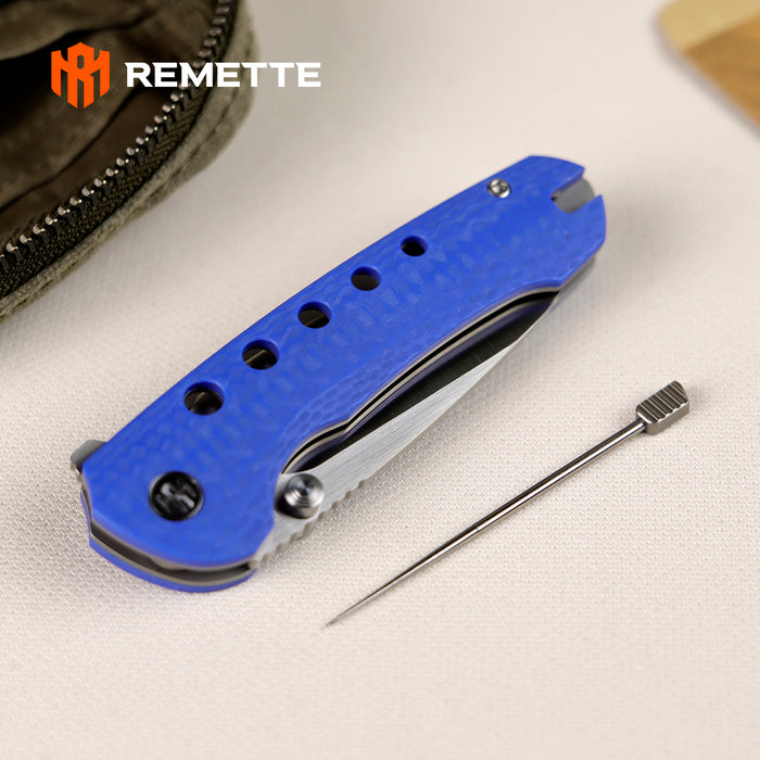 REMETTE RT-BEE-B (14C28N, Sheepsfoot, Satin, G10, Blue) Pocket Knife