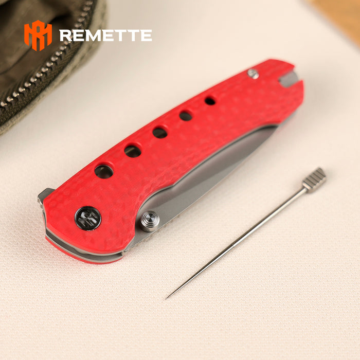 REMETTE RT-BEE-R (14C28N, Sheepsfoot, Sand Blasted, G10, Red) Pocket Knife