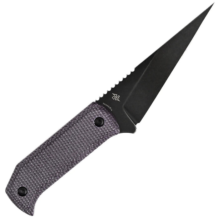 Tenable G020A1 ToothPik (14C28N, Modified Kiridashi, Blackwash, Purple Micarta) Fixed Blade Knife