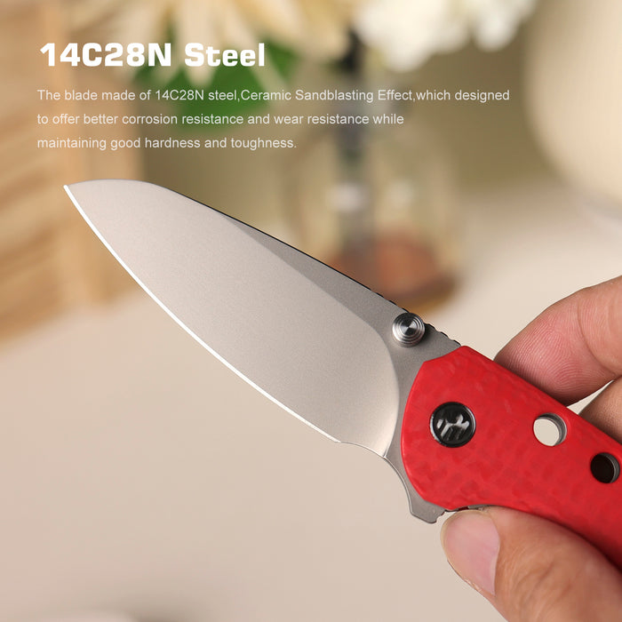 REMETTE RT-BEE-R (14C28N, Sheepsfoot, Sand Blasted, G10, Red) Pocket Knife