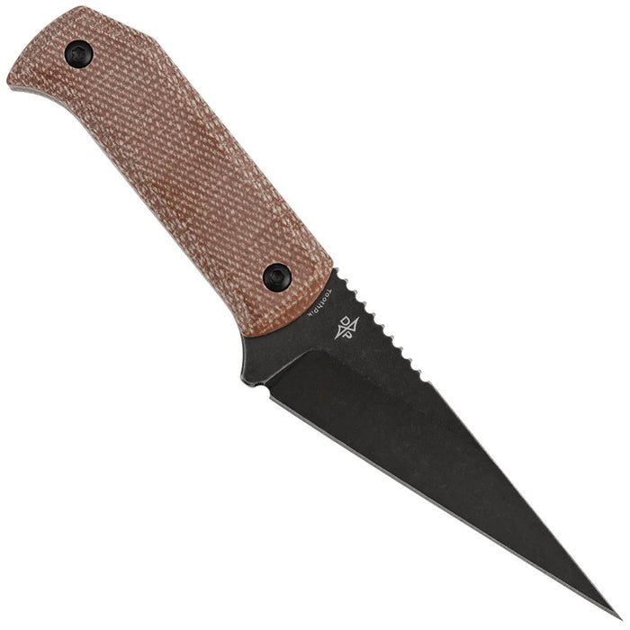 Tenable G020A2 ToothPik (14C28N, Modified Kiridashi, Blackwash, Brown Micarta) Fixed Blade Knife