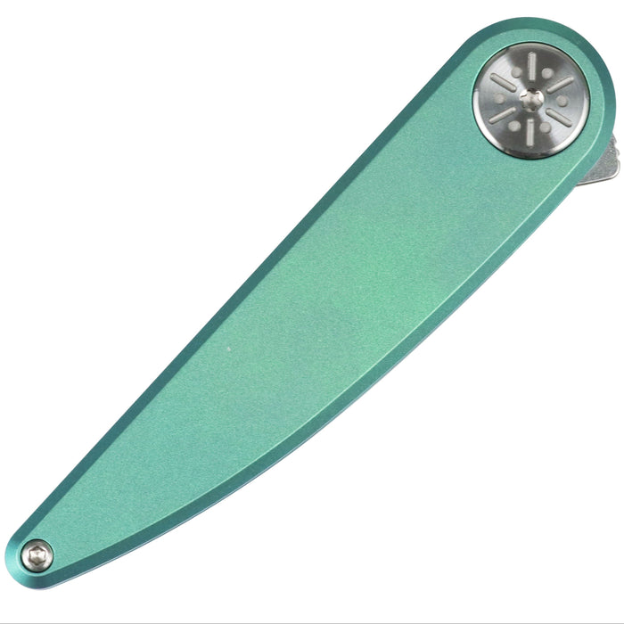 Kansept K2141A2 Symétrix (CPM S35VN, Stonewashed, Clip Point, Green Anodized Titanium) Pocket Knife
