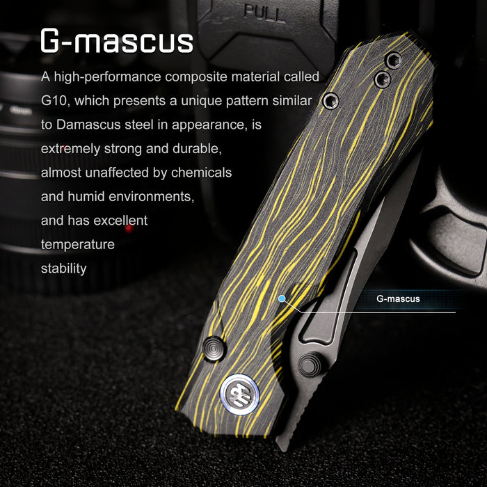 REMETTE RNGC3 RT-Rhino (14C28N, Black, Stonewashed, Drop Point, G10, Yellow/Black) Folding Knife