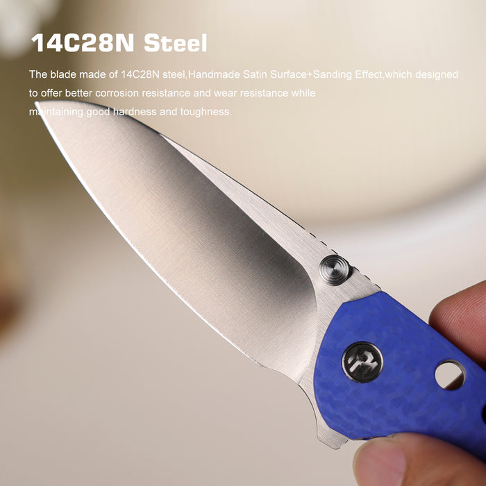 REMETTE RT-BEE-B (14C28N, Sheepsfoot, Satin, G10, Blue) Pocket Knife