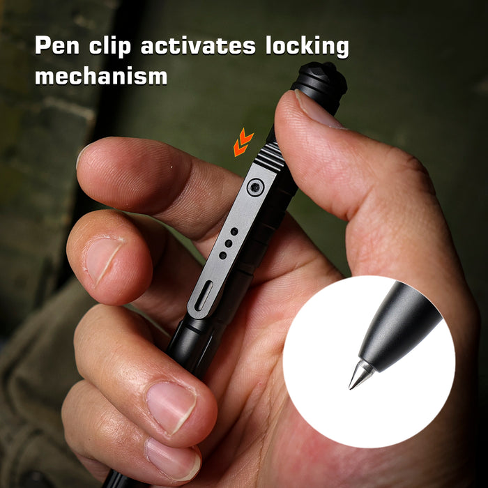 REMETTE RT-TP1E Tactical Slide Click Pen (Black Titanium, Glassbreaker) Tactical Pen