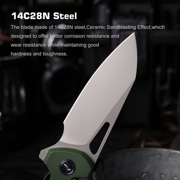 Remette RTCMLB RT-Camel (14C28N, Sheepsfoot, Ceramic Sandblasted, G10, Button Liner Lock) Folding Pocket Knife