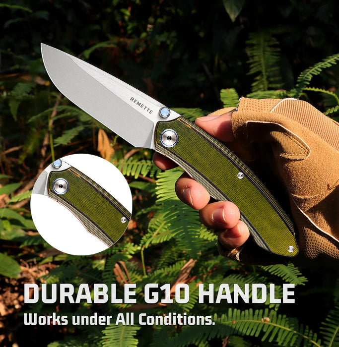 REMETTE GC103 Wild Species (14C28N, Drop Point, G10, Green) Pocket Knife