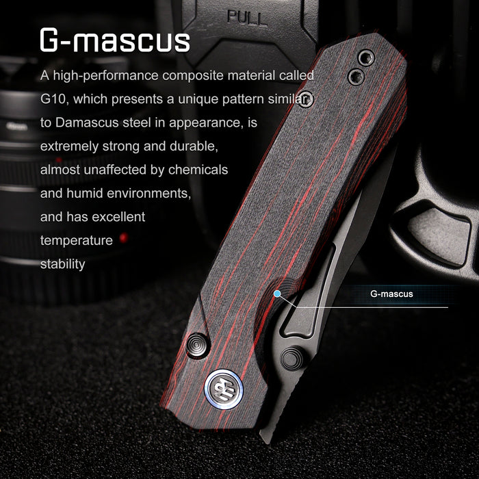 REMETTE RNGC2 RT-Rhino (14C28N, Black, Stonewashed, Drop Point, G10, Red/Black) Folding Knife