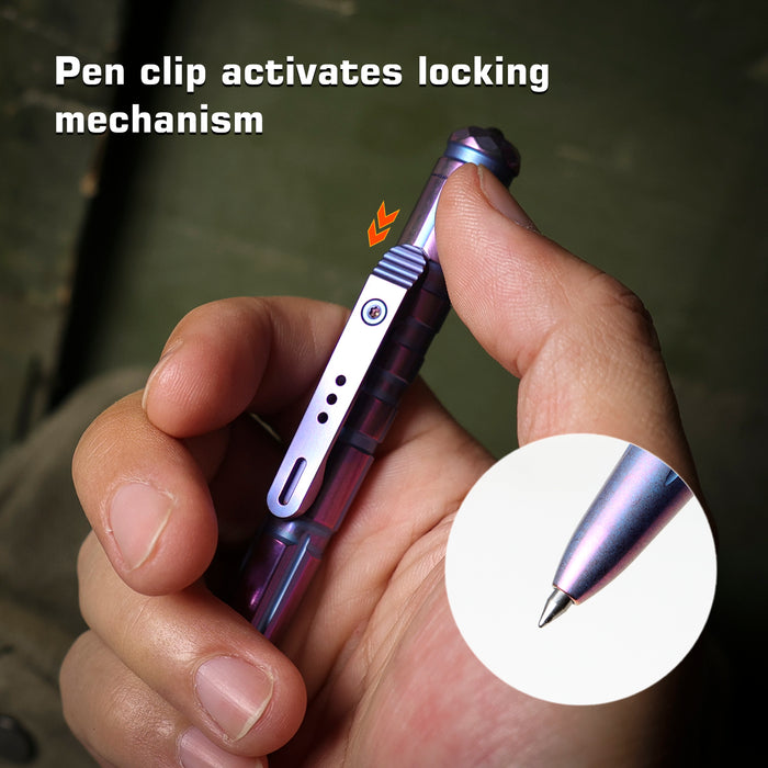 REMETTE RT-TP1D Tactical Slide Click Pen (Blurple Titanium, Glassbreaker) Tactical Pen