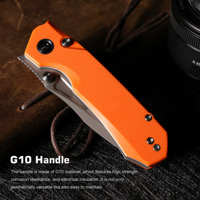 REMETTE RNGD3 RT-Rhino (D2, Bead Blast, Drop Point, G10, Orange) Folding Knife
