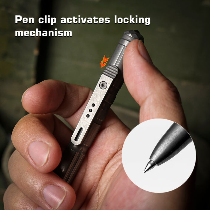 REMETTE RT-TP1B Tactical Slide Click Pen (Dark Gray Titanium, Glassbreaker) Tactical Pen