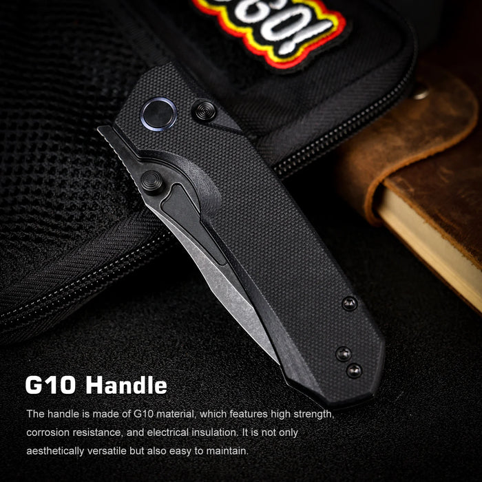 REMETTE RNGD1 RT-Rhino (D2, Drop Point, Stonewashed, G10, Black) Pocket Knife