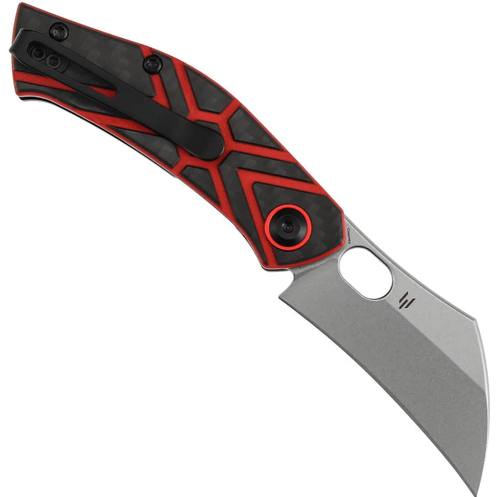 Tenable B2087A3 Osprey (Nitro-V, Recurved Hawkbill, Stonewashed, Twill Carbon Fiber & Red G10) Pocket Knife