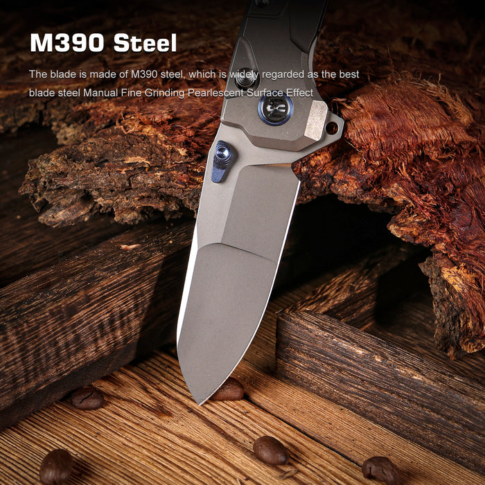 Remette RTCO-TG Cosmic (M390, Drop Point, Bead Blasted, Titanium, Button Liner Lock) Pocket Knife
