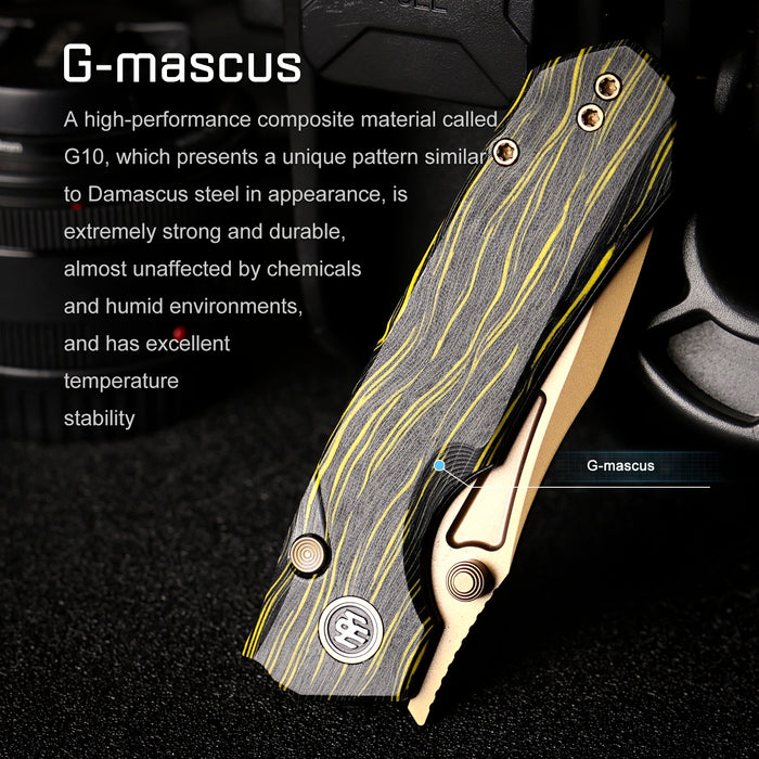 REMETTE RNGC9 RT-Rhino (14C28N, Copper TiNi, Drop Point, G10, Yellow/Black) Folding Knife