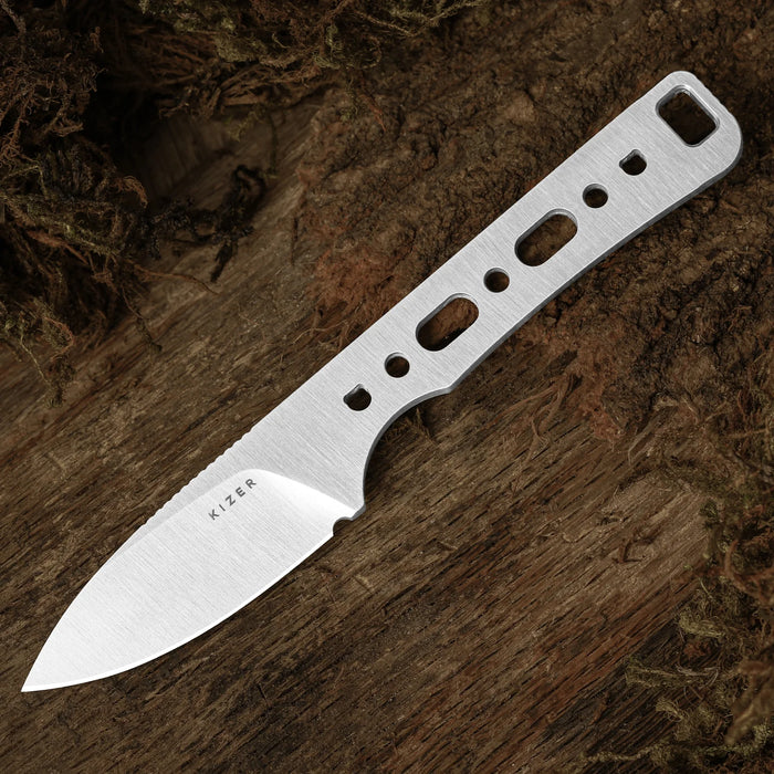 Kizer 1108A6 Whiskey Jack (AEB-L, Drop Point, Satin, G10, Micarta, Skeletonized Tang) Fixed Blade Knife