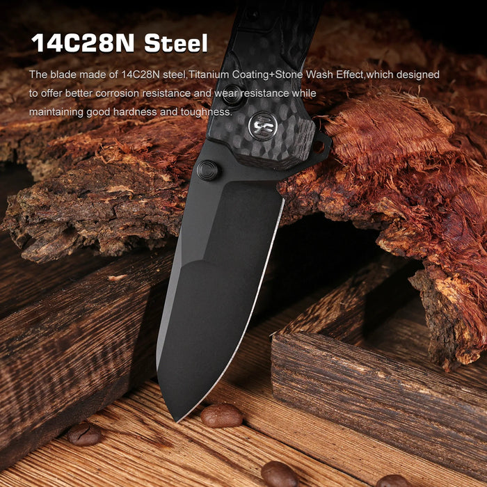 REMETTE RTCO-GC Cosmic (14C28N, Drop Point, Titanium Coating, Stone Wash, G10, Black) Pocket Knife
