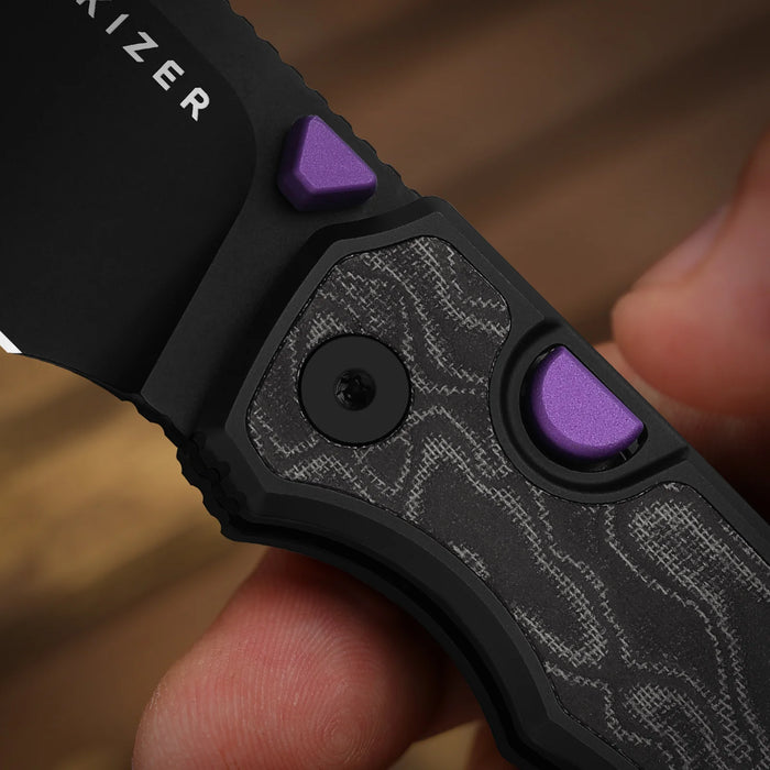 Kizer Ki3738A1 Wharning (S45VN, Sheepsfoot, Satin, Aluminum/Norplex UltreX Micarta) Pocket Knife