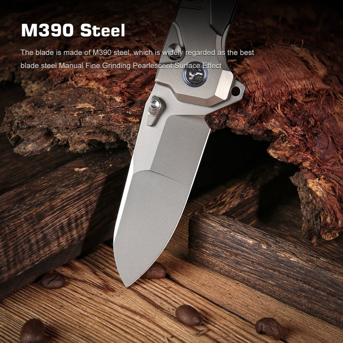 Remette RTCO-TT Cosmic (M390, Drop Point, Bead Blasted, Titanium, Button Liner Lock) Pocket Knife
