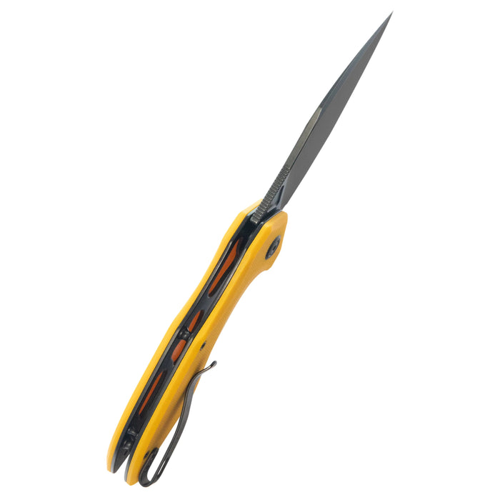 Kubey KU236N Noble (14C28N, Clip Point, Blackwash, Yellow G10, Liner Lock) Folding Pocket Knife