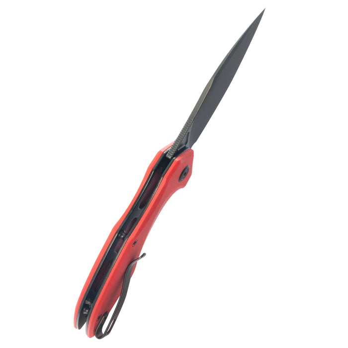 Kubey KU236P Noble (14C28N, Clip Point, Blackwash, Red G10, Liner Lock) Folding Pocket Knife