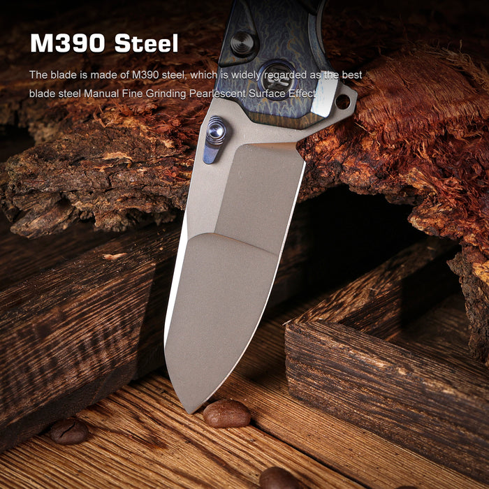 Remette RTCO-TC Cosmic (M390, Drop Point, Bead Blasted, Titanium, Button Liner Lock) Pocket Knife