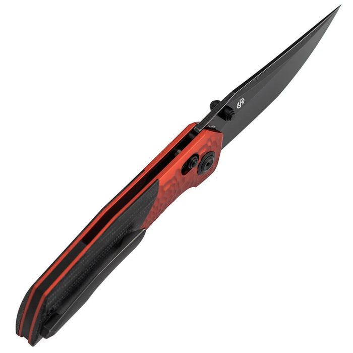 Kansept T1081V3 Deadite (154CM, Clip Point, Blackwash, Red Aluminum with Black Micarta Scales) Folding Knife