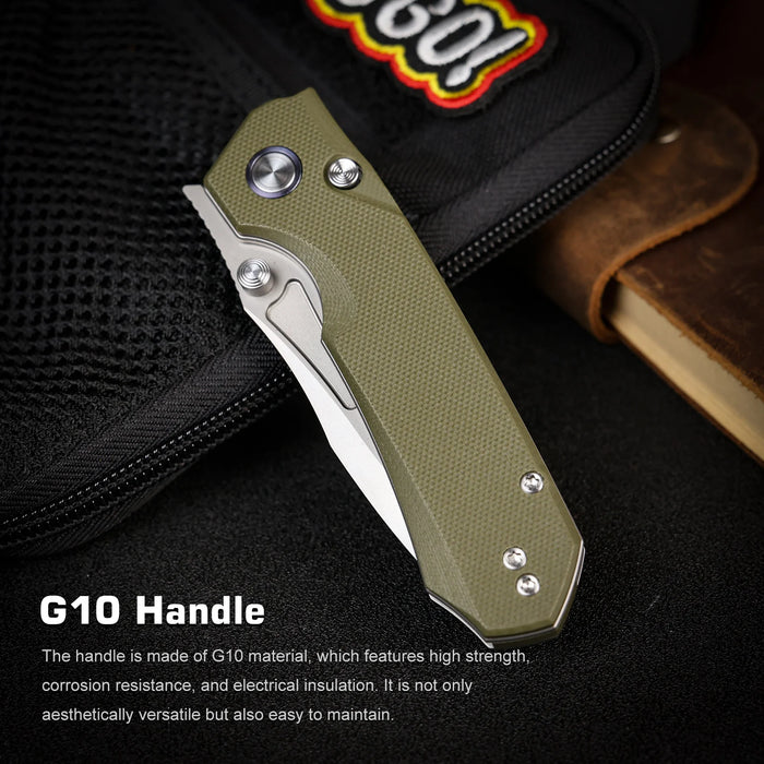 REMETTE RNGD2 RT-Rhino (D2, Drop Point, Sandblasted, G10, OD Green) Pocket Knife