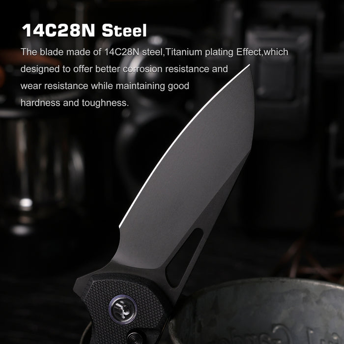 Remette RTCMLA RT-Camel (14C28N, Sheepsfoot, Titanium Plated, G10, Button Liner Lock) Folding Pocket Knife