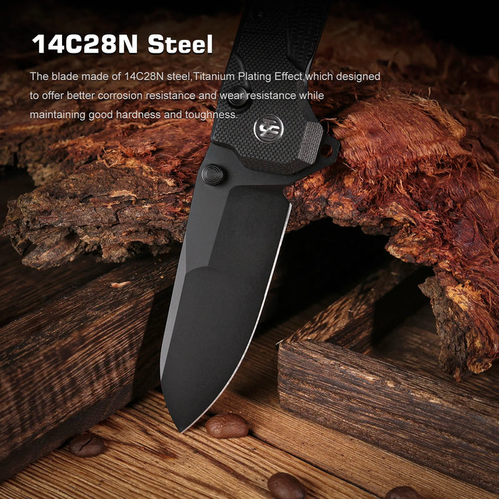 REMETTE RTCO-GB Cosmic (14C28N, Drop Point, Titanium Plating, G10, Black) Pocket Knife