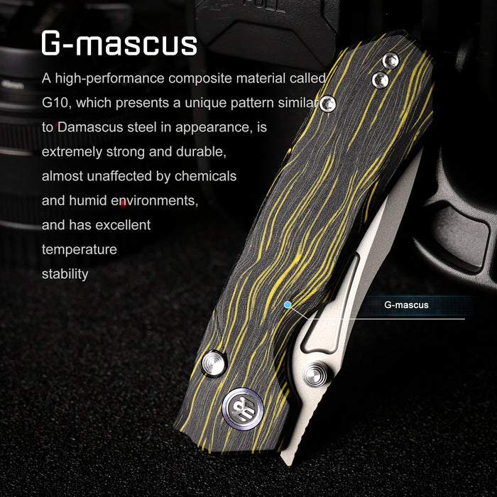 REMETTE RNGC6 RT-Rhino (14C28N, Sandblasted, Drop Point, G10, Yellow/Black) Folding Knife